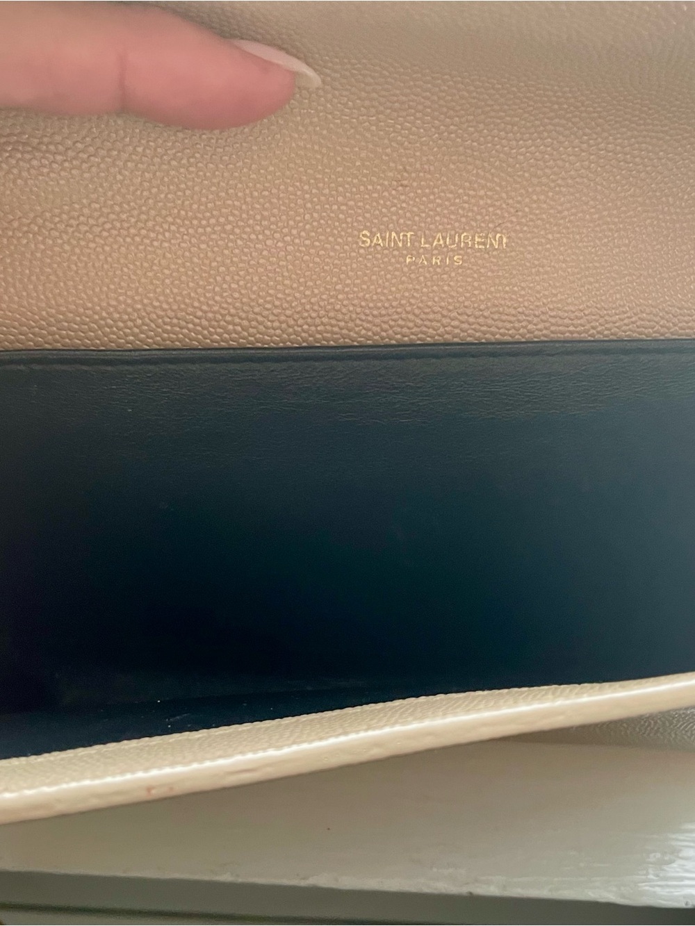 YSL DARK BEIGE UPTOWN CHAIN WALLET IN GRAIN DE POUDRE EMBOSSED LEATHER - Picture 9 of 14
